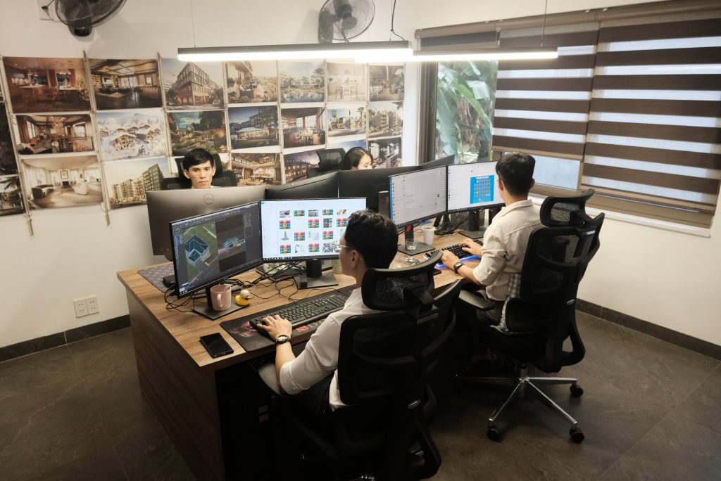 A mix of in-house and outsourcing 3d rendering might give you the best of both worlds