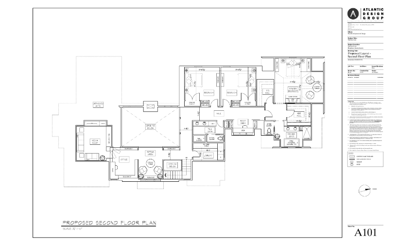 Architectural blueprint of a proposed floor plan, providing a foundational combination of design and technical details for real estate development.