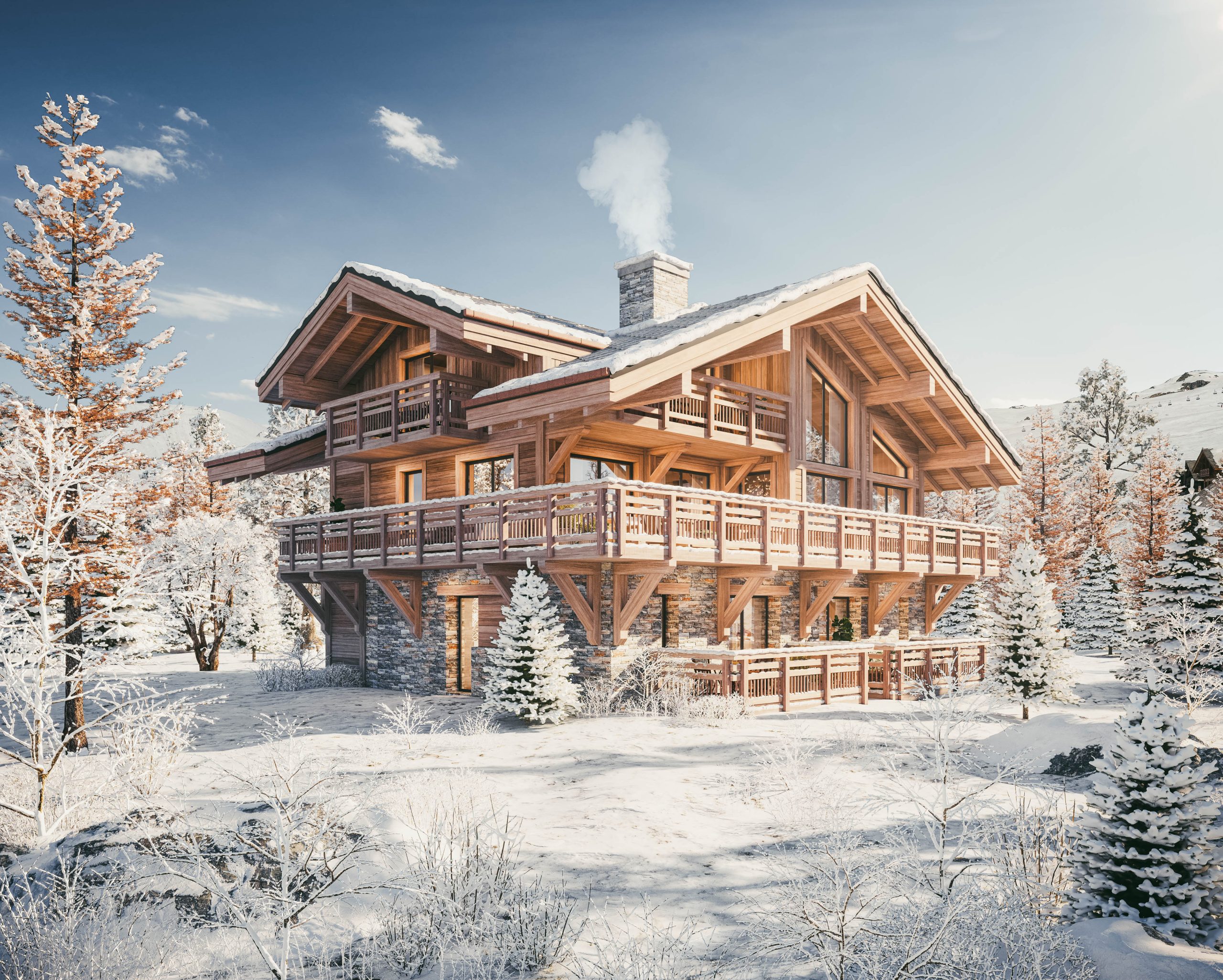 Architectural visualization for winter retreats