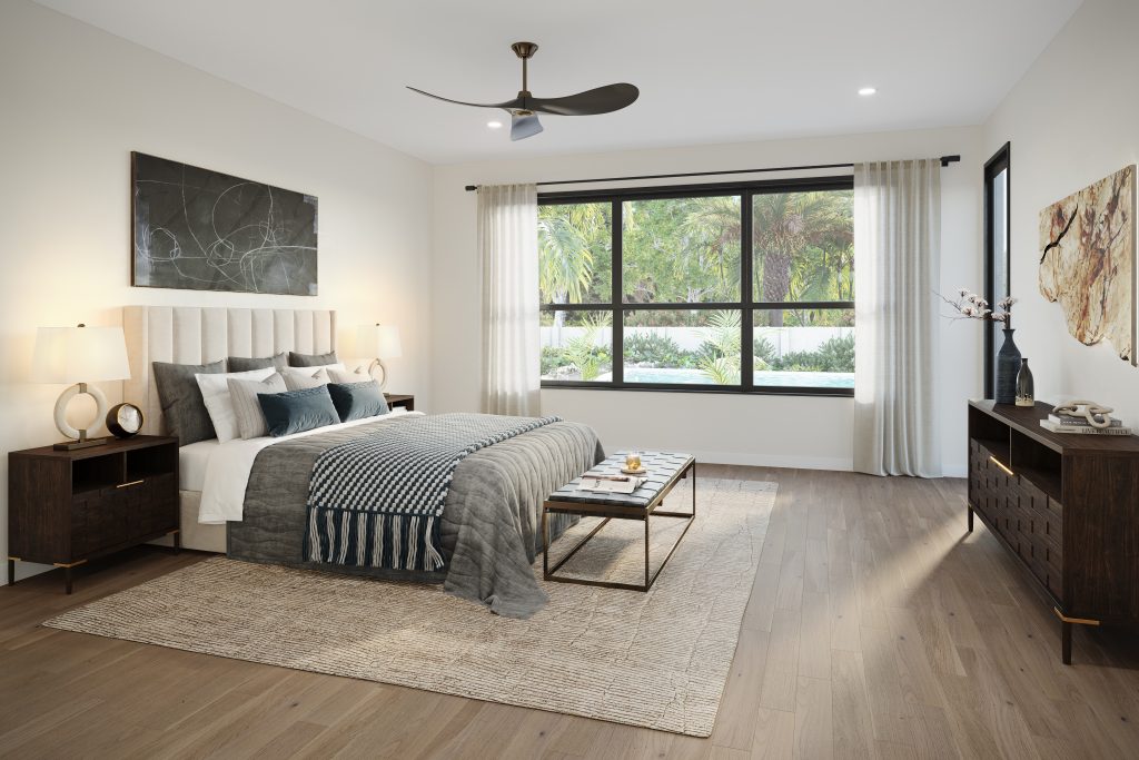 3D Interior Bedroom rendering for a high-end residential project in New Jersey