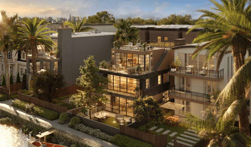 Luxury tropical villa with warm lighting and lush landscape visualized through 3D Architectural Rendering Outsource for residential architecture marketing.