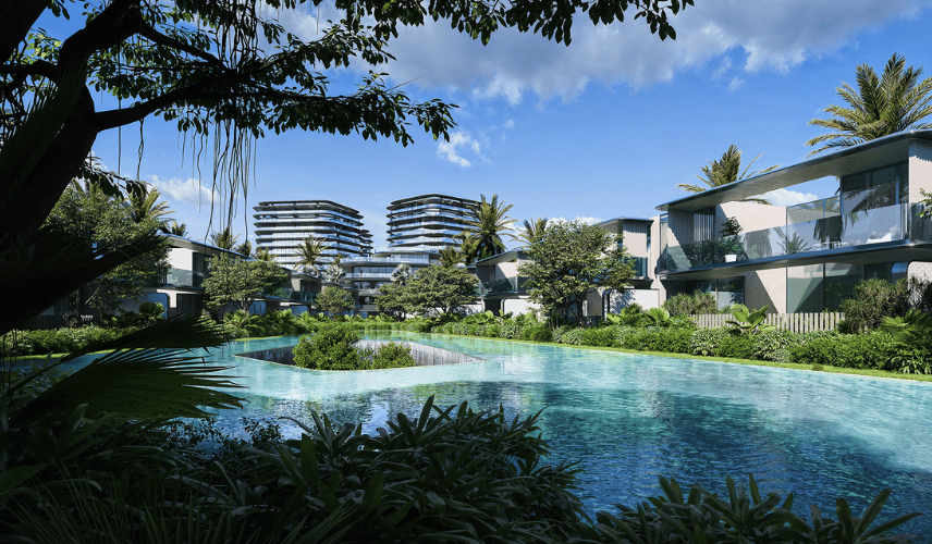 Luxury waterfront villa by one of the leading architectural rendering companies with photorealistic exterior visualization