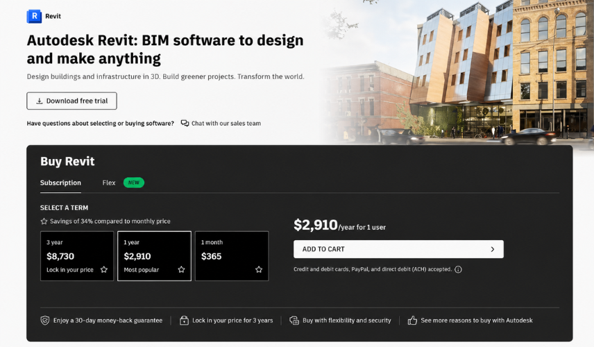 Autodesk Revit interface for BIM workflow and Architectural Rendering Software for building design projects