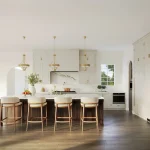 Modern kitchen interior created with Architectural Rendering Software showing realistic lighting, materials, and clean contemporary design