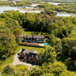 Photomontage rendering of a modern house integrated into a real landscape environment