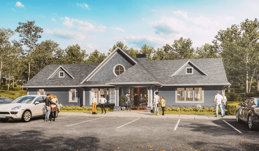 3D house facade visualiser render of an Australian coastal home with cladding and landscaping details