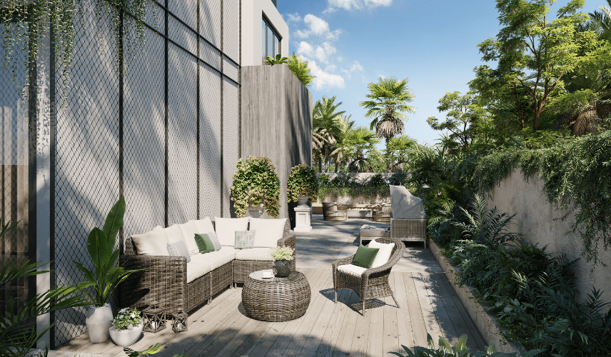 Photorealistic 3D exterior rendering of a coastal villa — the result of a complete brief